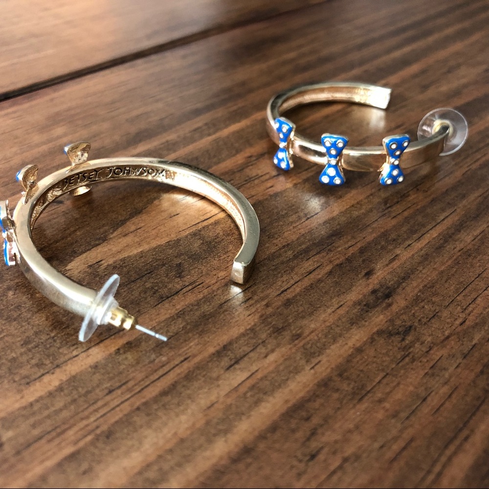 Betsey Johnson Blue Bow hoops